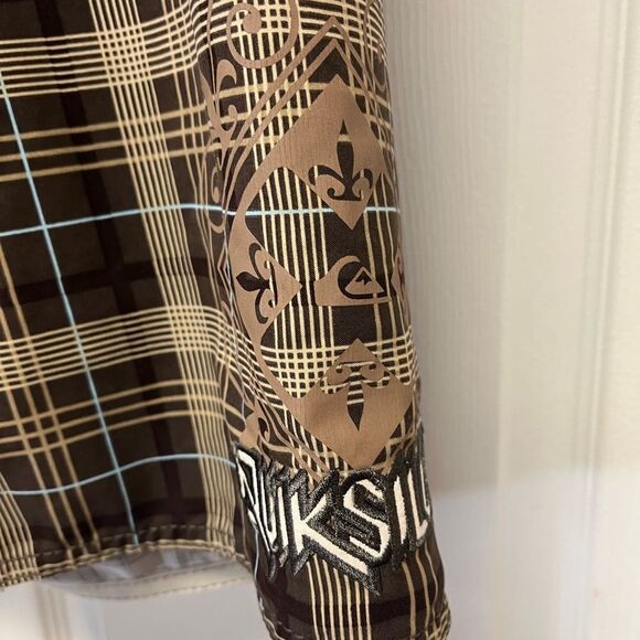 Quiksilver Brown Plaid Board Shorts Swim Trunks sz 34 - Picture 3 of 6